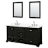 Wyndham Collection Deborah 72" Free Standing Double Basin Vanity Set with Cabinet, Quartz Vanity Top, and Framed Mirror Dark Espresso / Giotto Quartz Top / Polished Chrome Hardware