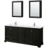 Wyndham Collection Deborah 80" Free Standing Double Basin Vanity Set with Cultured Marble Vanity Top and Framed Mirror Dark Espresso / Carrara Cultured Marble Top / Polished Chrome Hardware