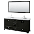 Wyndham Collection Deborah 80" Free Standing Double Vanity Set with Wood Cabinet, Marble Vanity Top, and Framed Mirror Dark Espresso / White Carrara Marble Top / Polished Chrome Hardware