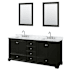 Wyndham Collection Deborah 80" Free Standing Double Vanity Set with Wood Cabinet, Marble Vanity Top, and Framed Mirror Dark Espresso / White Carrara Marble Top / Polished Chrome Hardware
