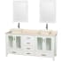 Wyndham Collection-WCV01572V-Full Vanity View in Glossy White with Ivory Marble Top and Pyra Bone Porcelain Sinks