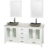 Wyndham Collection-WCV01572V-Full Vanity View in Glossy White with White Carrera Marble Top and Altair Black Granite Sinks