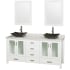 Wyndham Collection-WCV01572V-Full Vanity View in Glossy White with White Carrera Marble Top and Arista Black Granite Sinks