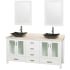 Wyndham Collection-WCV01572V-Full Vanity View in Glossy White with White Carrera Marble Top and Arista Black Granite Sinks