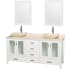 Wyndham Collection-WCV01572V-Full Vanity View in Glossy White with White Carrera Marble Top and Avalon Ivory Marble Sinks