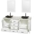 Wyndham Collection-WCV01572V-Open Vanity View in Glossy White with White Carrera Marble Top and Arista Black Granite Sinks