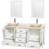 Wyndham Collection-WCV01572V-Open Vanity View in Glossy White with White Carrera Marble Top and Arista Ivory Marble Sinks