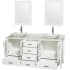 Wyndham Collection-WCV01572V-Open Vanity View in Glossy White with White Carrera Marble Top and Avalon White Carrera Marble Sinks