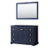Wyndham Collection Avery 48" Single Free Standing Vanity Cabinet - Less Vanity Top Dark Blue / Brushed Gold Hardware