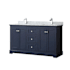 Wyndham Collection Avery 60" Free Standing Double Basin Vanity Set with Cabinet and Marble Vanity Top Dark Blue / Polished Chrome Hardware