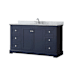 Wyndham Collection Avery 60" Free Standing Single Basin Vanity Set with Cabinet and Marble Vanity Top Dark Blue / Polished Chrome Hardware