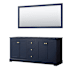 Wyndham Collection Avery 72" Double Free Standing Vanity Cabinet - Less Vanity Top Dark Blue / Brushed Gold Hardware
