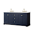 Wyndham Collection Avery 72" Free Standing Double Basin Vanity Set with Cabinet and Quartz Vanity Top Dark Blue / Giotto Quartz Top / Brushed Gold Hardware