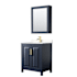 Dark Blue / Carrara Cultured Marble Top / Brushed Gold Hardware