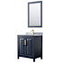 Wyndham Collection Daria 30" Free Standing Single Vanity Set with MDF Cabinet, Marble Vanity Top, Undermount Sink, and Framed Mirror Dark Blue