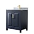 Wyndham Collection Daria 30" Free Standing Single Vanity Set with MDF Cabinet, Marble Vanity Top, and Undermount Sink Dark Blue