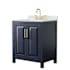 Wyndham Collection Daria 30" Free Standing Single Basin Vanity Set with Cabinet and Quartz Vanity Top Dark Blue / Giotto Quartz Top / Brushed Gold Hardware