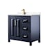 Wyndham Collection Daria 36" Free Standing Single Basin Vanity Set with Cabinet and Cultured Marble Vanity Top Dark Blue / Carrara Cultured Marble Top / Brushed Gold Hardware
