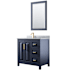 Wyndham Collection Daria 36" Free Standing Single Vanity Set with MDF Cabinet, Marble Vanity Top, Undermount Sink, and Framed Mirror Dark Blue