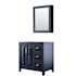 Wyndham Collection Daria 35" Single Free Standing Vanity Cabinet - Less Vanity Top Dark Blue / Brushed Gold Hardware