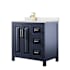Wyndham Collection Daria 36" Free Standing Single Basin Vanity Set with Cabinet and Quartz Vanity Top Dark Blue / Giotto Quartz Top / Brushed Gold Hardware