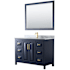 Wyndham Collection Daria 48" Free Standing Single Vanity Set with MDF Cabinet, Marble Vanity Top, Undermount Sink, and Framed Mirror Dark Blue