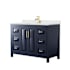 Wyndham Collection Daria 48" Free Standing Single Basin Vanity Set with Cabinet and Quartz Vanity Top Dark Blue / Giotto Quartz Top / Brushed Gold Hardware