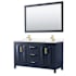 Wyndham Collection Daria 60" Free Standing Double Basin Vanity Set with Cabinet, Cultured Marble Vanity Top, and Framed Mirror Dark Blue / Carrara Cultured Marble Top / Brushed Gold Hardware