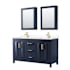 Wyndham Collection Daria 60" Free Standing Double Basin Vanity Set with Cabinet, Cultured Marble Vanity Top, and Medicine Cabinet Dark Blue / Carrara Cultured Marble Top / Brushed Gold Hardware