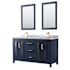 Wyndham Collection Daria 60" Free Standing Double Vanity Set with MDF Cabinet, Marble Vanity Top, 2 Undermount Sinks, and 2 Framed Mirrors Dark Blue