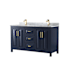 Wyndham Collection Daria 60" Free Standing Double Vanity Set with MDF Cabinet, Marble Vanity Top, and 2 Undermount Sinks Dark Blue