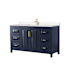 Dark Blue / Carrara Cultured Marble Top / Brushed Gold Hardware