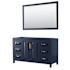 Wyndham Collection Daria 59" Single Free Standing Vanity Cabinet - Less Vanity Top Dark Blue / Brushed Gold Hardware