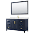 Wyndham Collection Daria 60" Free Standing Single Basin Vanity Set with Cabinet, Quartz Vanity Top, and Framed Mirror Dark Blue / Giotto Quartz Top / Brushed Gold Hardware
