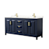 Wyndham Collection Daria 72" Free Standing Double Basin Vanity Set with Cabinet and Cultured Marble Vanity Top Dark Blue / Carrara Cultured Marble Top / Brushed Gold Hardware