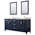 Wyndham Collection Daria 72" Free Standing Double Vanity Set with MDF Cabinet, Marble Vanity Top, 2 Undermount Sinks, and 2 Framed Mirrors Dark Blue