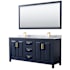 Wyndham Collection Daria 72" Free Standing Double Vanity Set with MDF Cabinet, Marble Vanity Top, 2 Undermount Sinks, and Framed Mirror Dark Blue