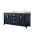Wyndham Collection Daria 72" Free Standing Double Vanity Set with MDF Cabinet, Marble Vanity Top, and 2 Undermount Sinks Dark Blue