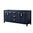 Wyndham Collection Daria 71" Double Free Standing Vanity Cabinet Only - Less Vanity Top Dark Blue / Brushed Gold Hardware
