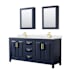 Wyndham Collection Daria 72" Free Standing Double Basin Vanity Set with Cabinet, Quartz Vanity Top, and Medicine Cabinet Dark Blue / Giotto Quartz Top / Brushed Gold Hardware