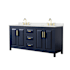 Wyndham Collection Daria 72" Free Standing Double Basin Vanity Set with Cabinet and Quartz Vanity Top Dark Blue / Giotto Quartz Top / Brushed Gold Hardware