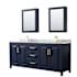 Wyndham Collection Daria 80" Free Standing Double Vanity Set with MDF Cabinet, Marble Vanity Top, 2 Undermount Sinks, and 2 Medicine Cabinets Dark Blue