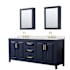 Wyndham Collection Daria 80" Free Standing Double Basin Vanity Set with Cabinet, Quartz Vanity Top, and Medicine Cabinet Dark Blue / Giotto Quartz Top / Brushed Gold Hardware