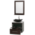 Open Vanity View with White Carrera Marble Top, Vessel Sink, and 24" Mirror