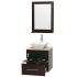 Open Vanity View with Ivory Marble Top, Vessel Sink, and 24" Mirror