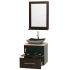 Open Vanity View with Ivory Marble Top, Vessel Sink, and 24" Mirror