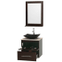 Open Vanity View with Ivory Marble Top, Vessel Sink, and 24" Mirror