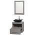 Open Vanity View with Green Glass Top, Vessel Sink, and 24" Mirror