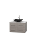 Full Vanity View with White Stone Top and Vessel Sink