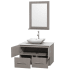 Open Vanity View with White Stone Top, Vessel Sink, and 24" Mirror